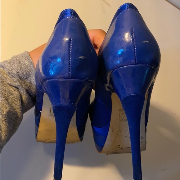 Royal Blue Bebe platform heels - Picture 3 of 5
